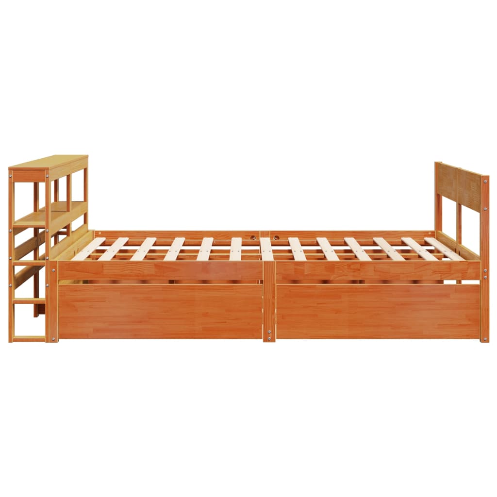 Bed Frame without Mattress Wax Brown 135x190 cm Double Solid Wood Pine