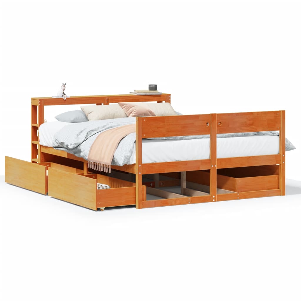Bed Frame without Mattress Wax Brown 120x190 cm Small Double Solid Wood Pine