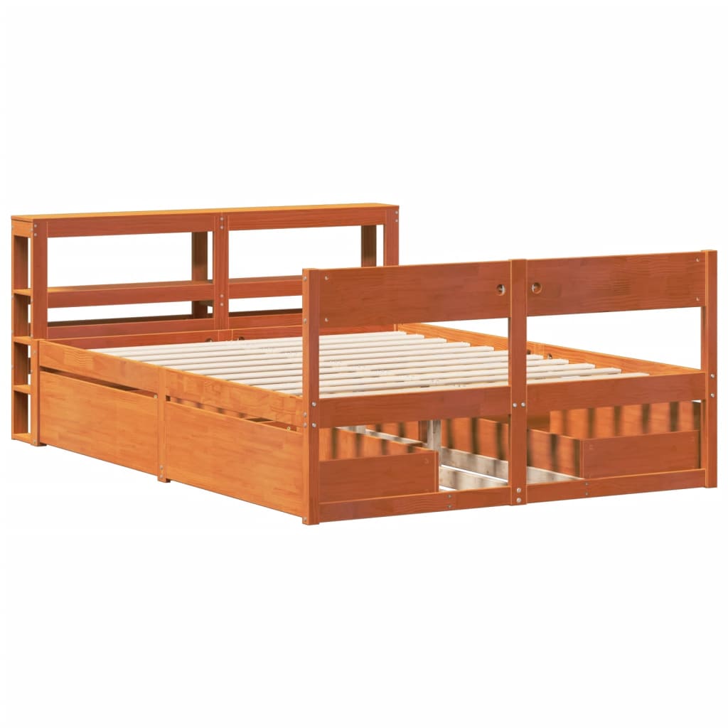 Bed Frame without Mattress Wax Brown 120x190 cm Small Double Solid Wood Pine