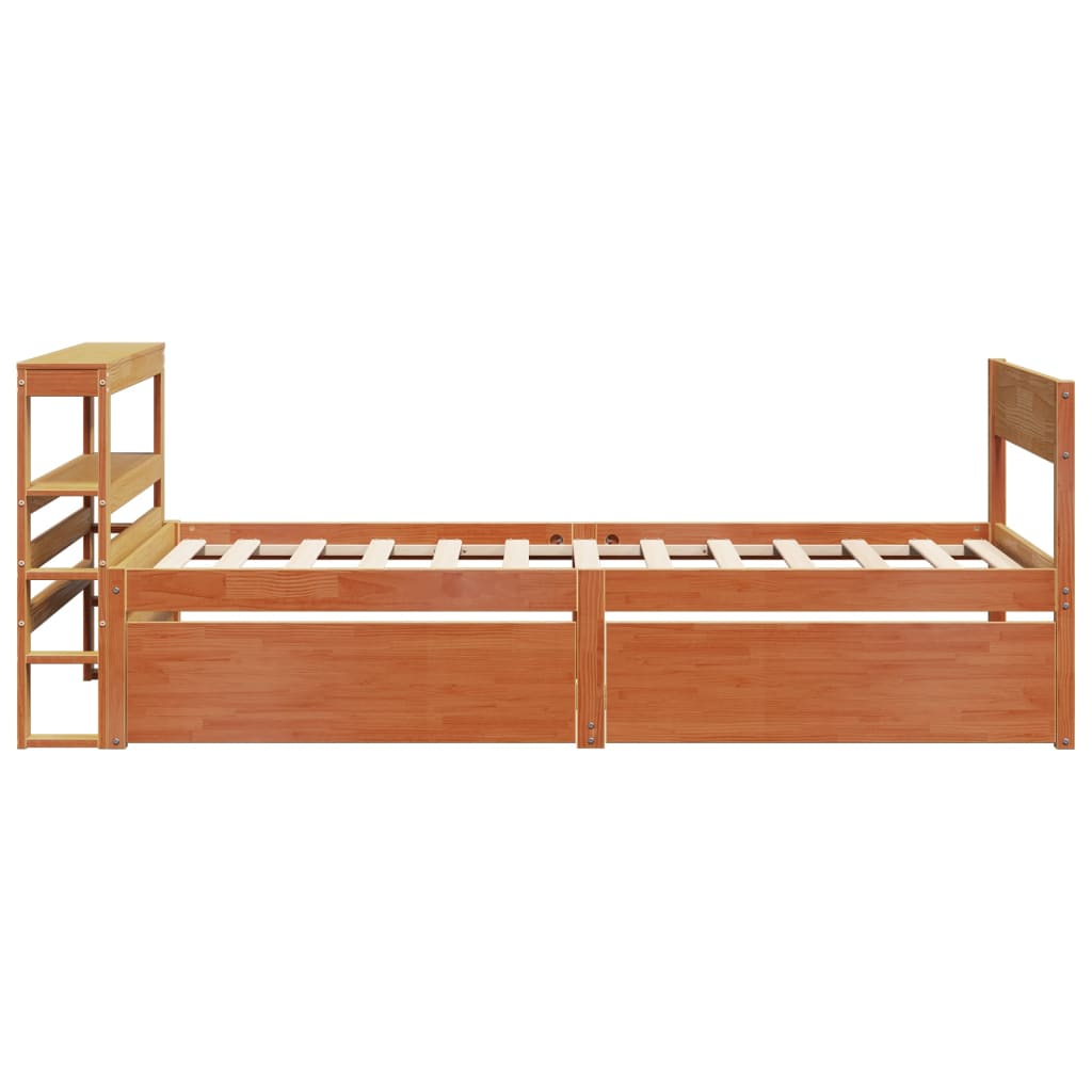 Bed Frame without Mattress Wax Brown 90x190 cm Single Solid Wood Pine