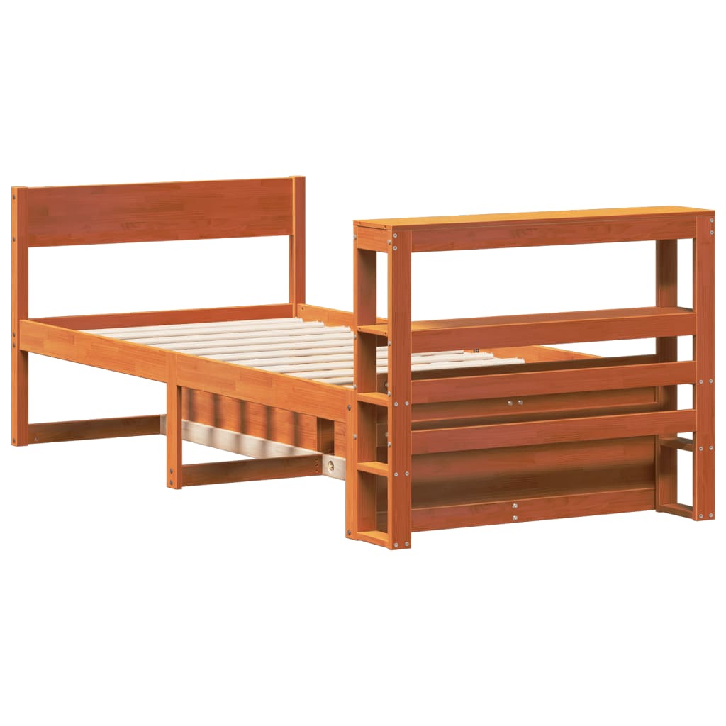 Bed Frame without Mattress Wax Brown 90x190 cm Single Solid Wood Pine