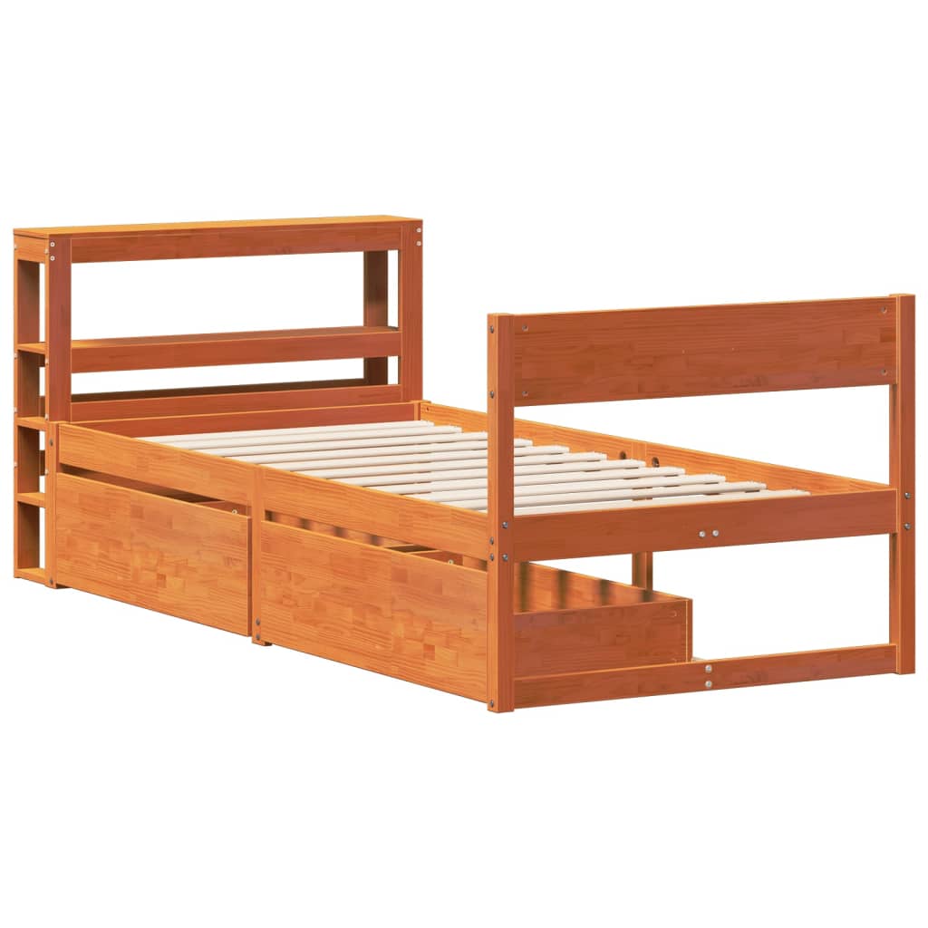 Bed Frame without Mattress Wax Brown 75x190 cm Small Single Solid Wood Pine