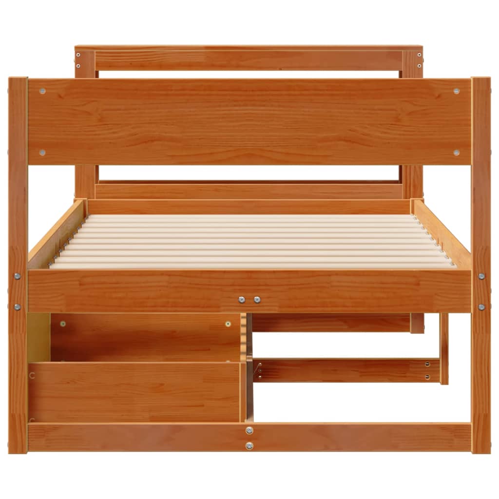 Bed Frame without Mattress Wax Brown 75x190 cm Small Single Solid Wood Pine