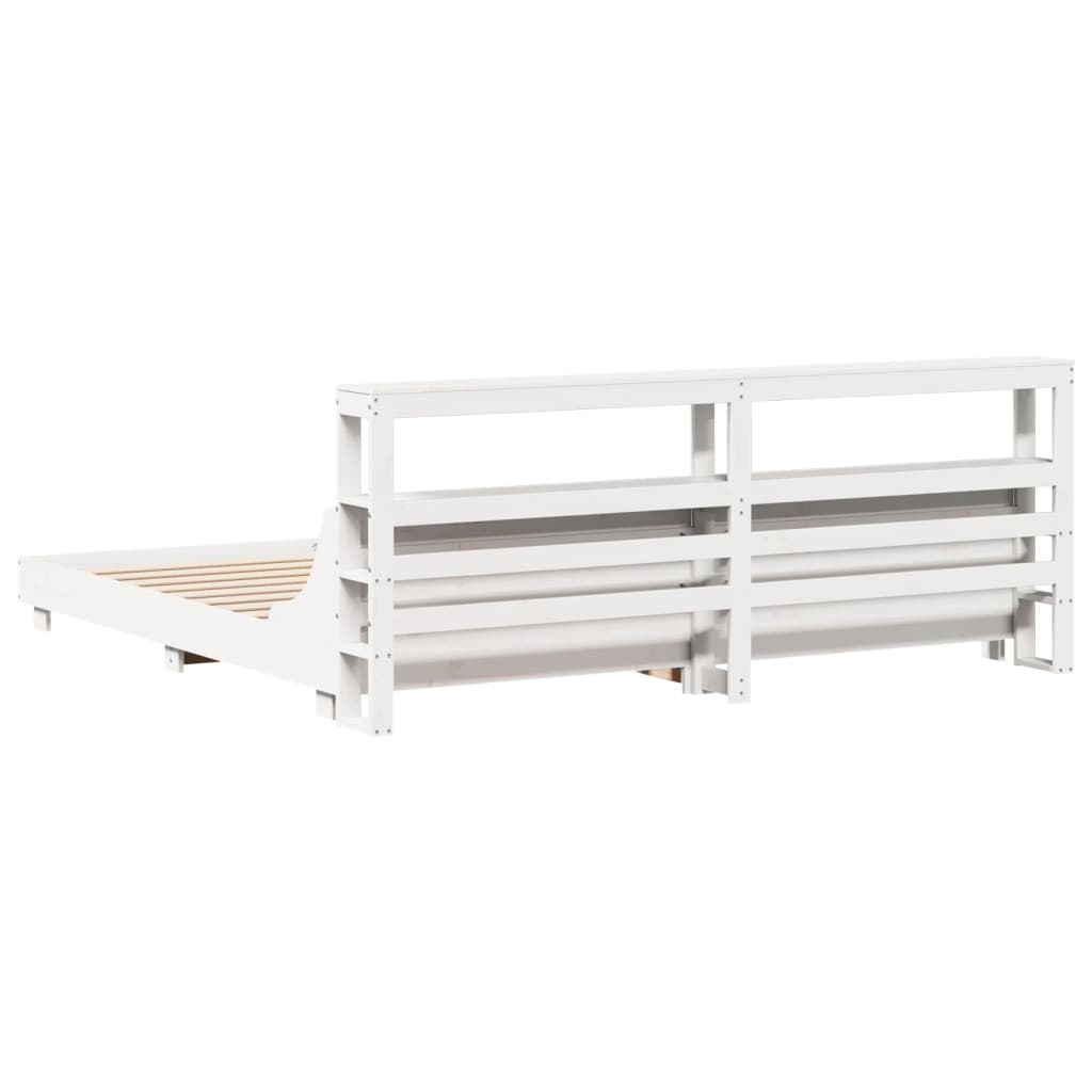 Bed Frame without Mattress White 180x200 cm Super King Solid Wood Pine