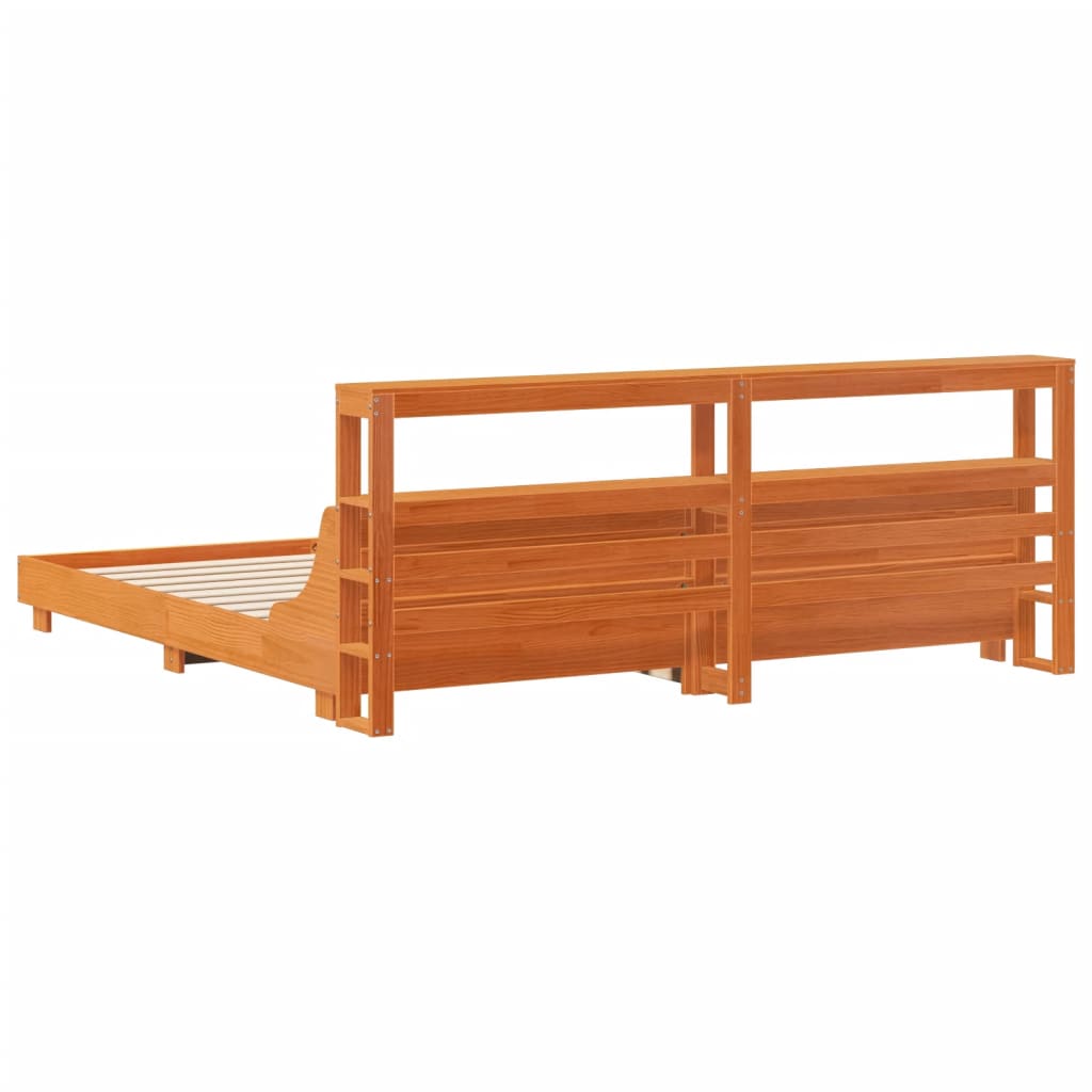 Bed Frame without Mattress Wax Brown 180x200 cm Super King Solid Wood Pine