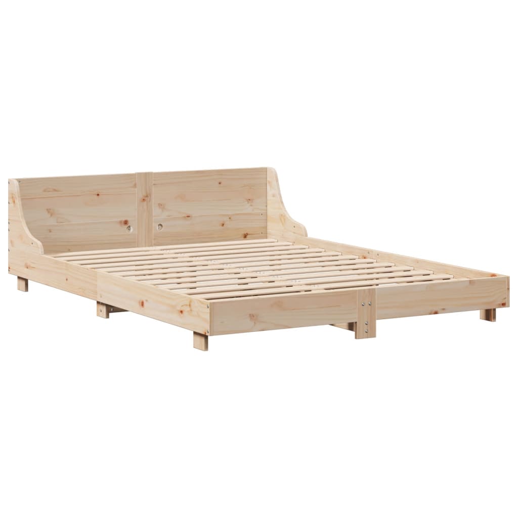 Bed Frame without Mattress 150x200 cm King Size Solid Wood Pine