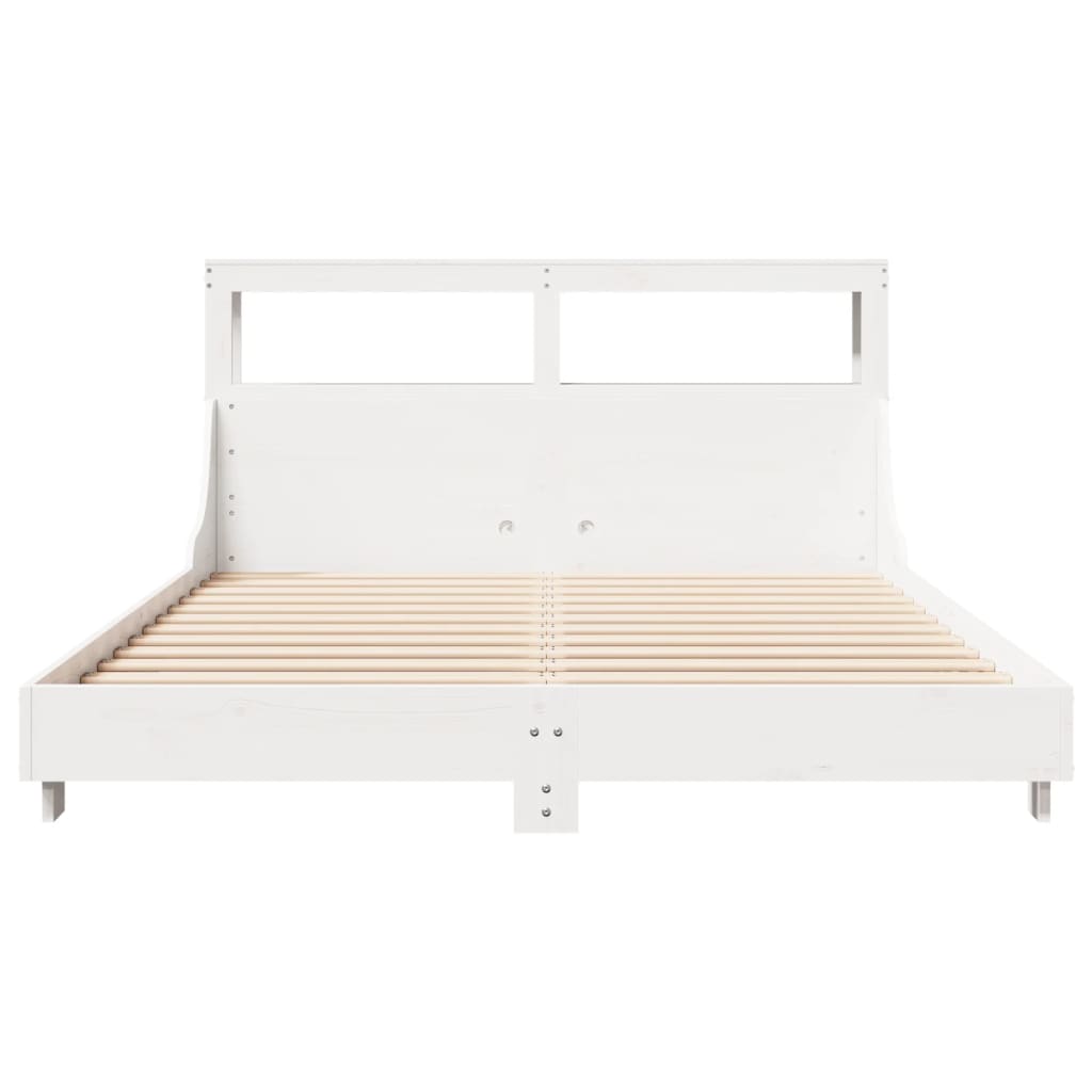 Bed Frame without Mattress White 150x200 cm King Size Solid Wood Pine