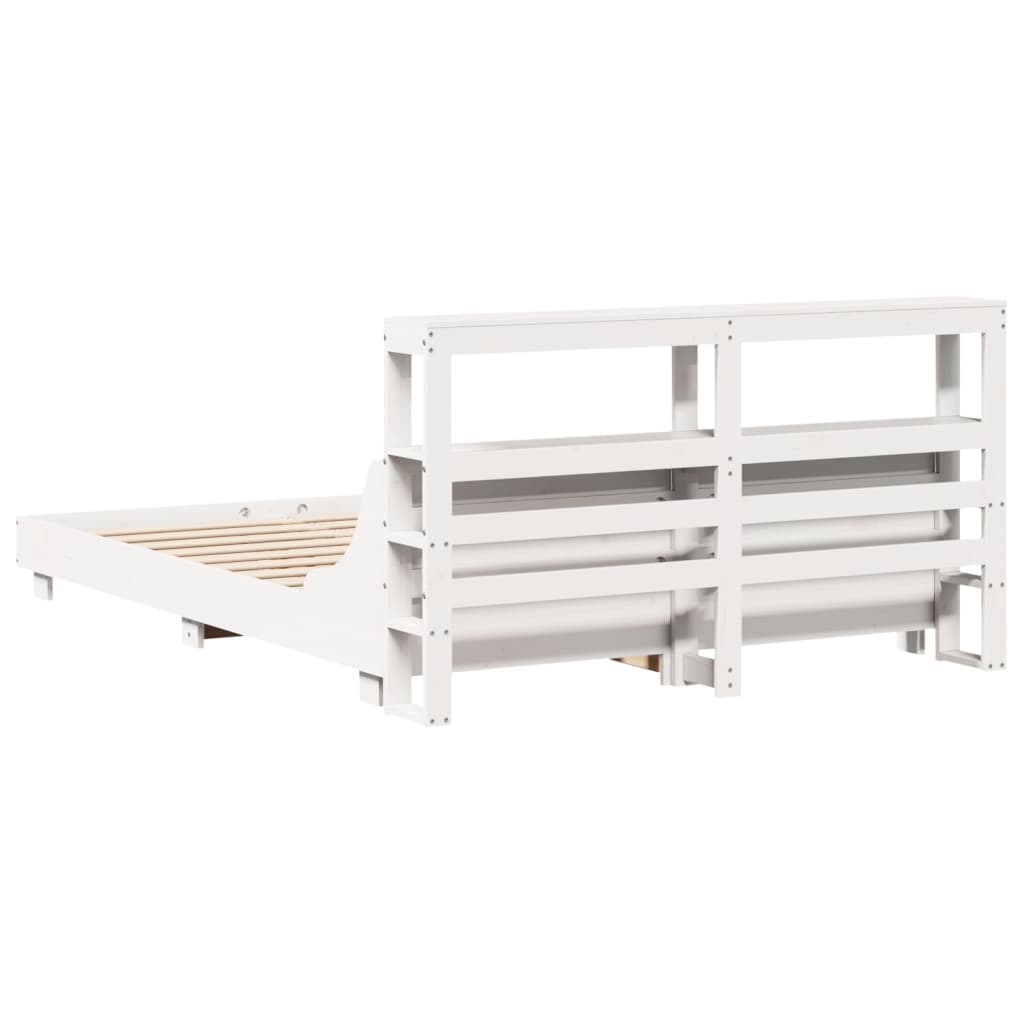 Bed Frame without Mattress White 150x200 cm King Size Solid Wood Pine