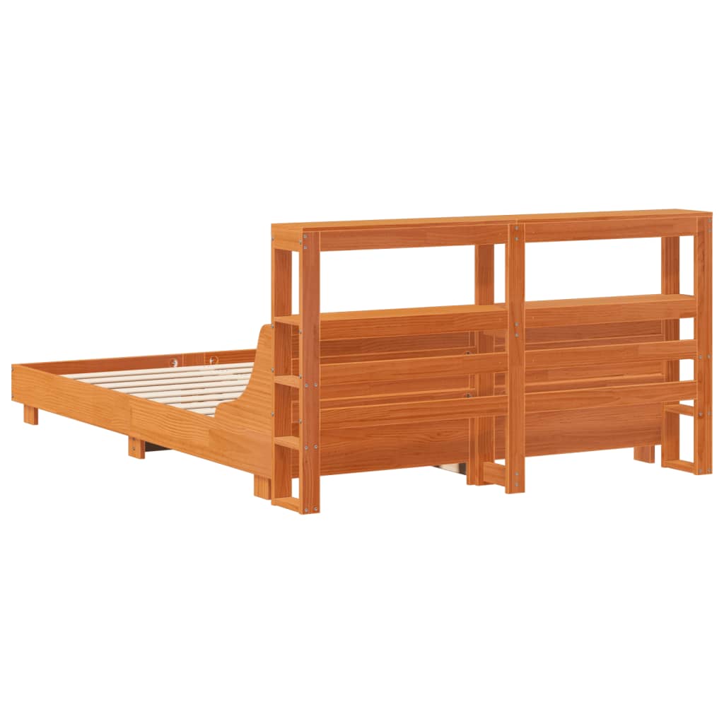 Bed Frame without Mattress Wax Brown 150x200 cm King Size Solid Wood Pine