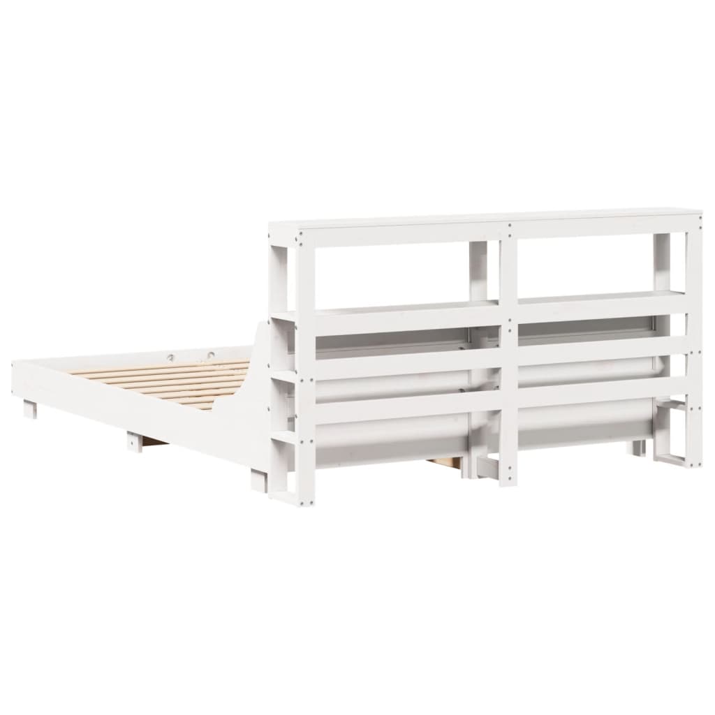 Bed Frame without Mattress White 120x200 cm Solid Wood Pine