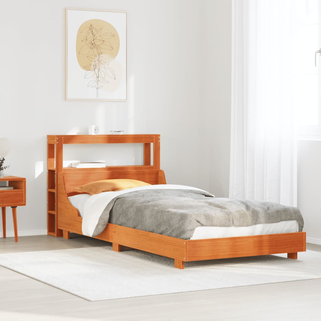 Bed Frame without Mattress Wax Brown 90x200 cm Solid Wood Pine