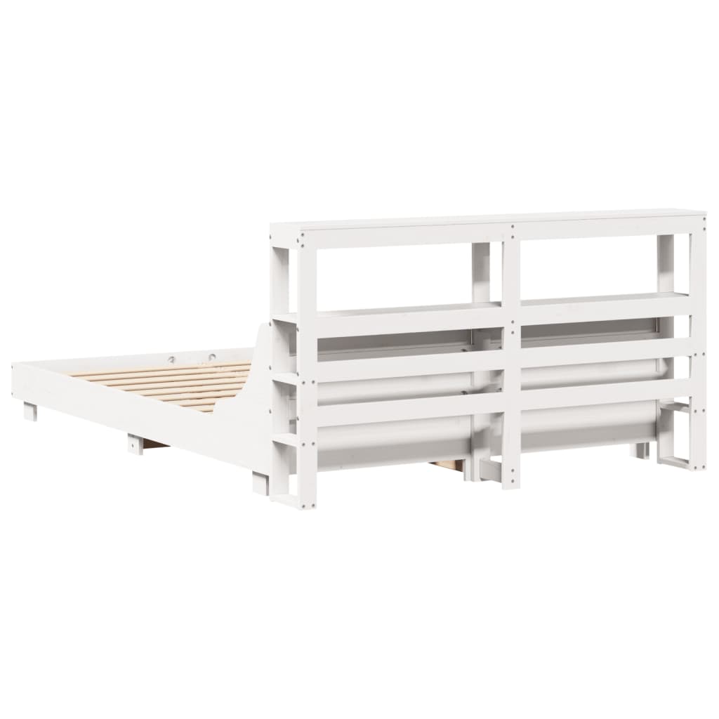 Bed Frame without Mattress White 140x190 cm Solid Wood Pine