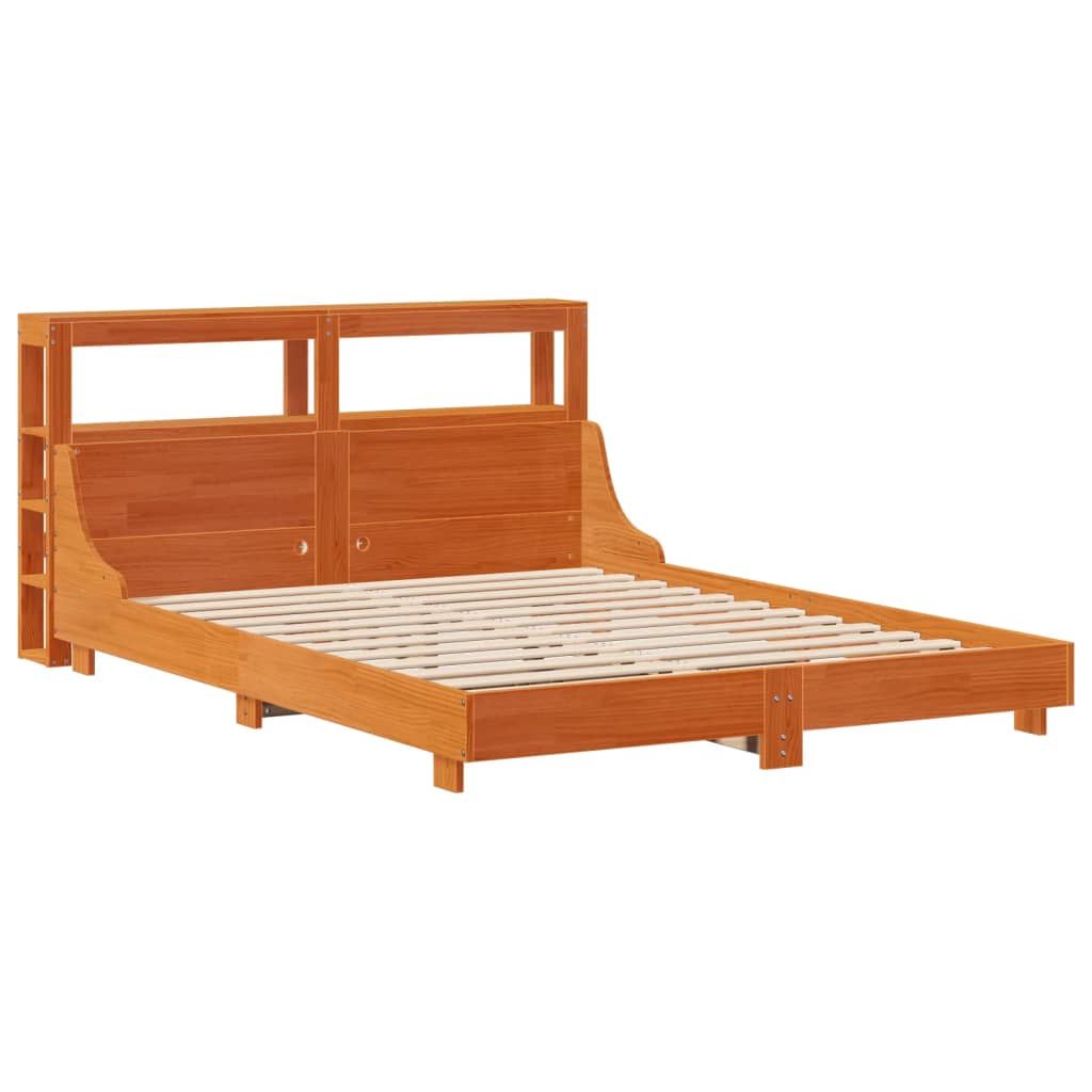 Bed Frame without Mattress Wax Brown 140x190 cm Solid Wood Pine