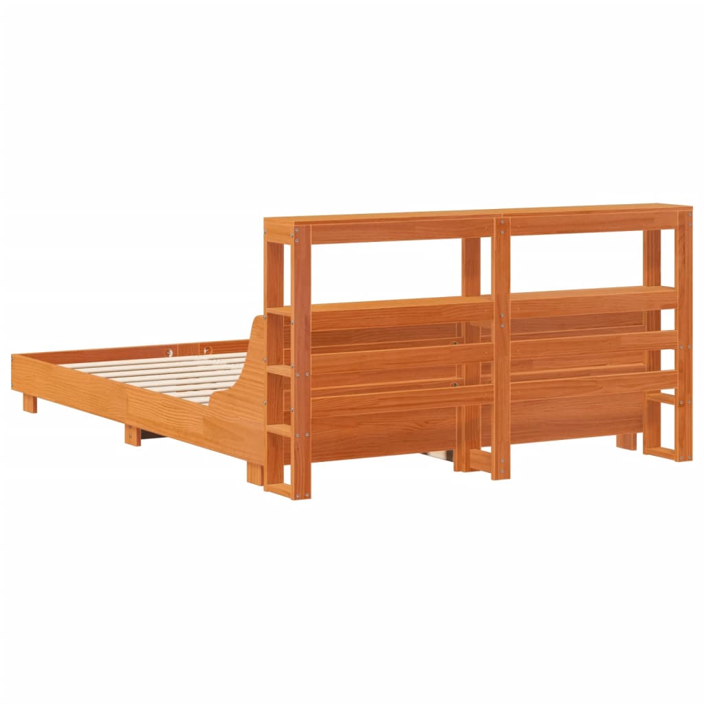 Bed Frame without Mattress Wax Brown 140x190 cm Solid Wood Pine