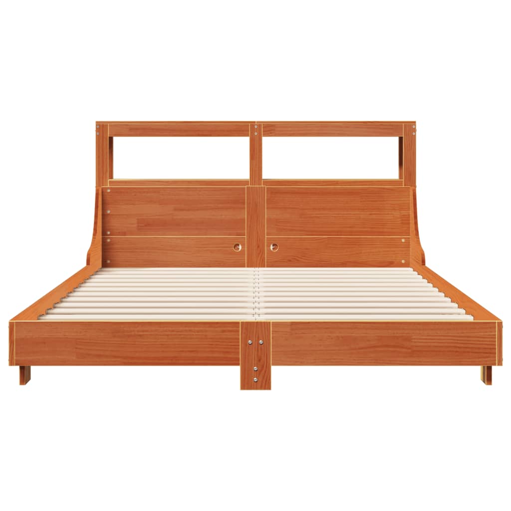 Bed Frame without Mattress Wax Brown 135x190 cm Double Solid Wood Pine