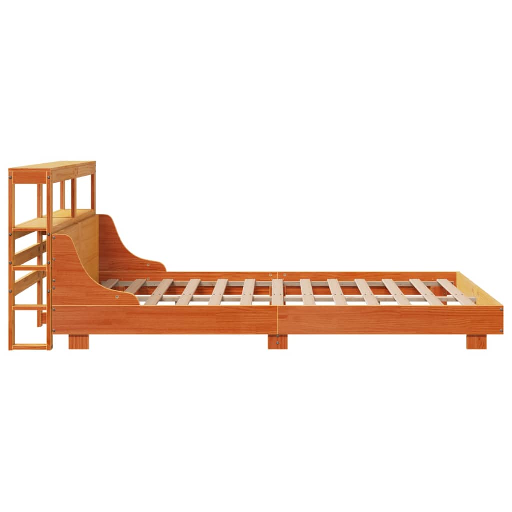 Bed Frame without Mattress Wax Brown 135x190 cm Double Solid Wood Pine