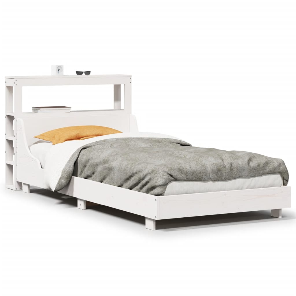 Bed Frame without Mattress White 75x190 cm Small Single Solid Wood Pine