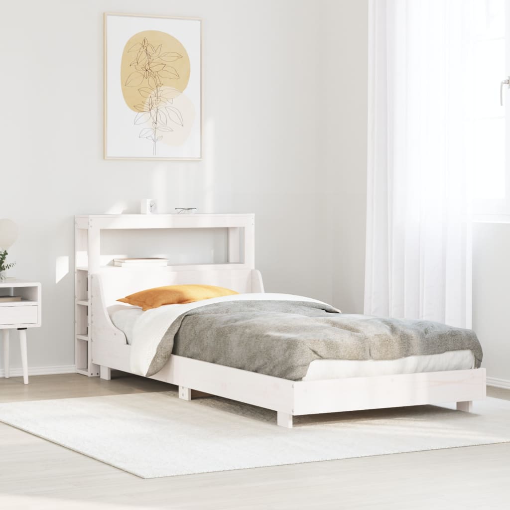 Bed Frame without Mattress White 75x190 cm Small Single Solid Wood Pine