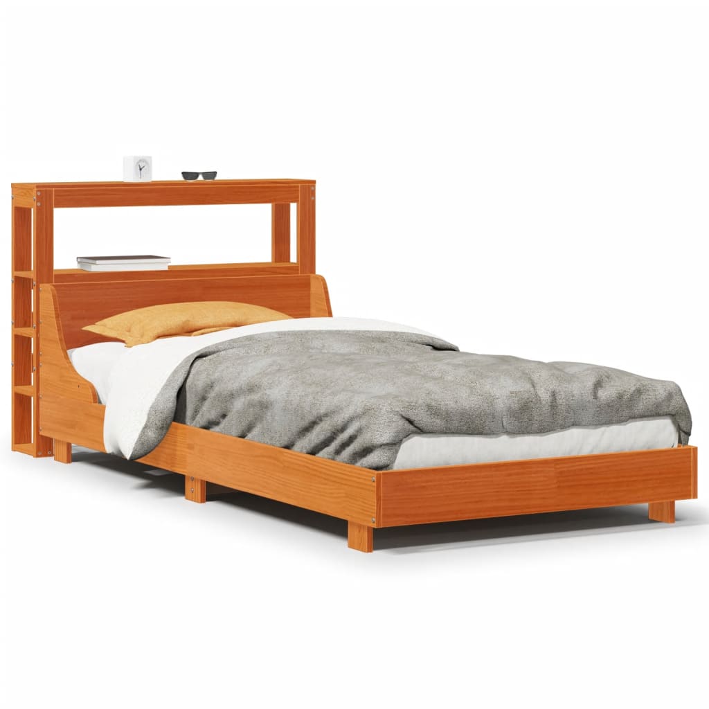 Bed Frame without Mattress Wax Brown 75x190 cm Small Single Solid Wood Pine
