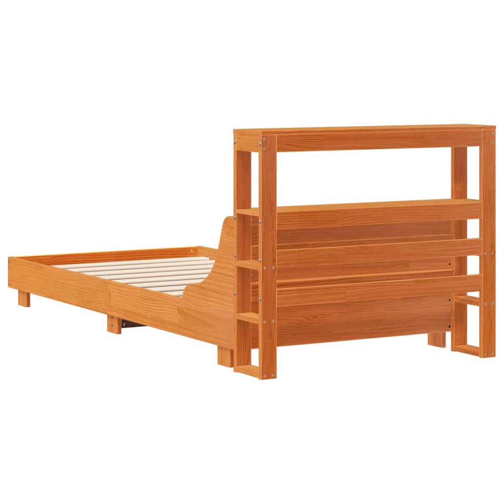 Bed Frame without Mattress Wax Brown 75x190 cm Small Single Solid Wood Pine