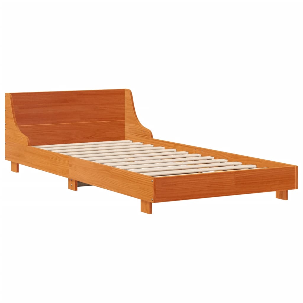 Bed Frame without Mattress Wax Brown 75x190 cm Small Single Solid Wood Pine