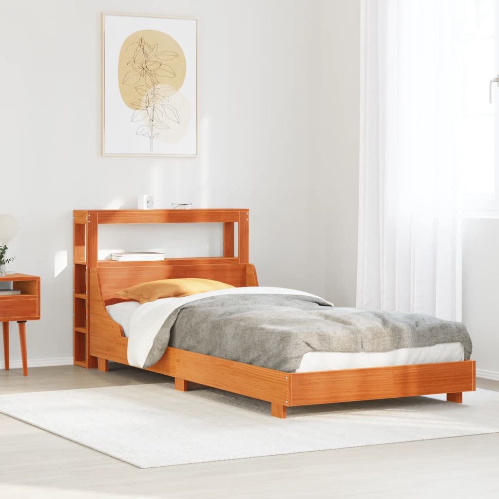 Bed Frame without Mattress Wax Brown 75x190 cm Small Single Solid Wood Pine