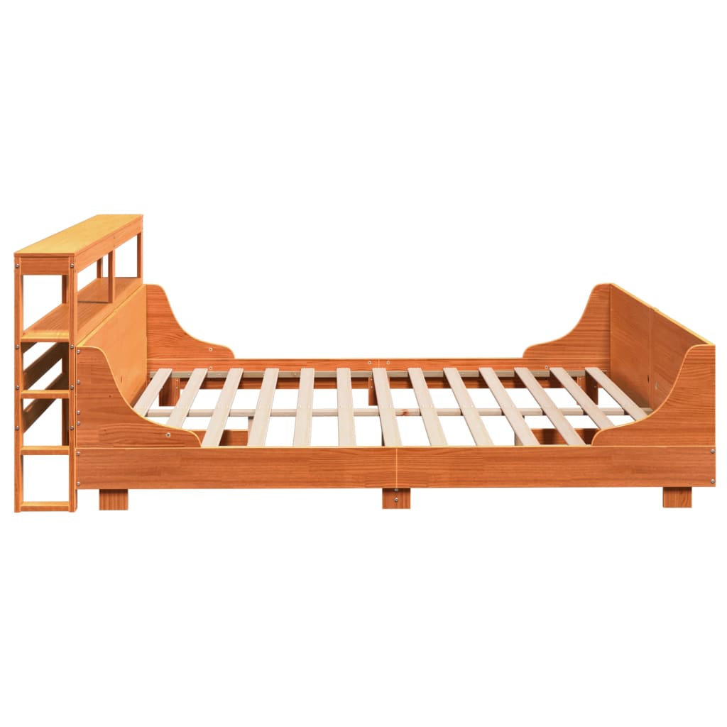 Bed Frame without Mattress Wax Brown 200x200 cm Solid Wood Pine