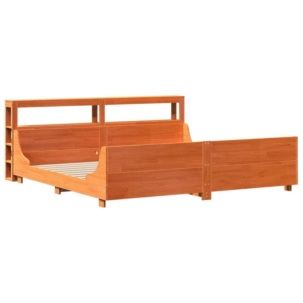 Bed Frame without Mattress Wax Brown 180x200 cm Super King Solid Wood Pine