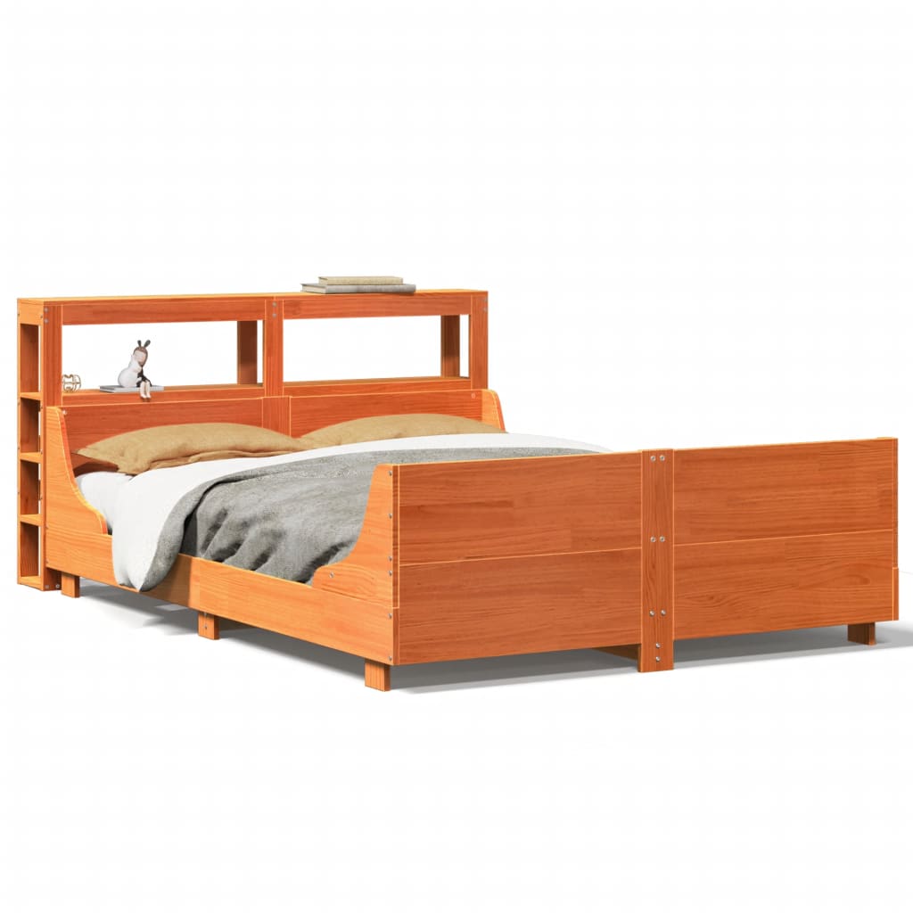 Bed Frame without Mattress Wax Brown 160x200 cm Solid Wood Pine