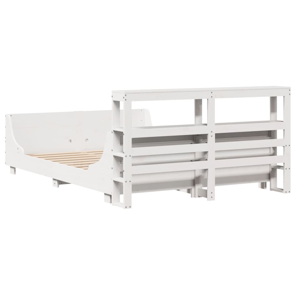 Bed Frame without Mattress White 150x200 cm King Size Solid Wood Pine