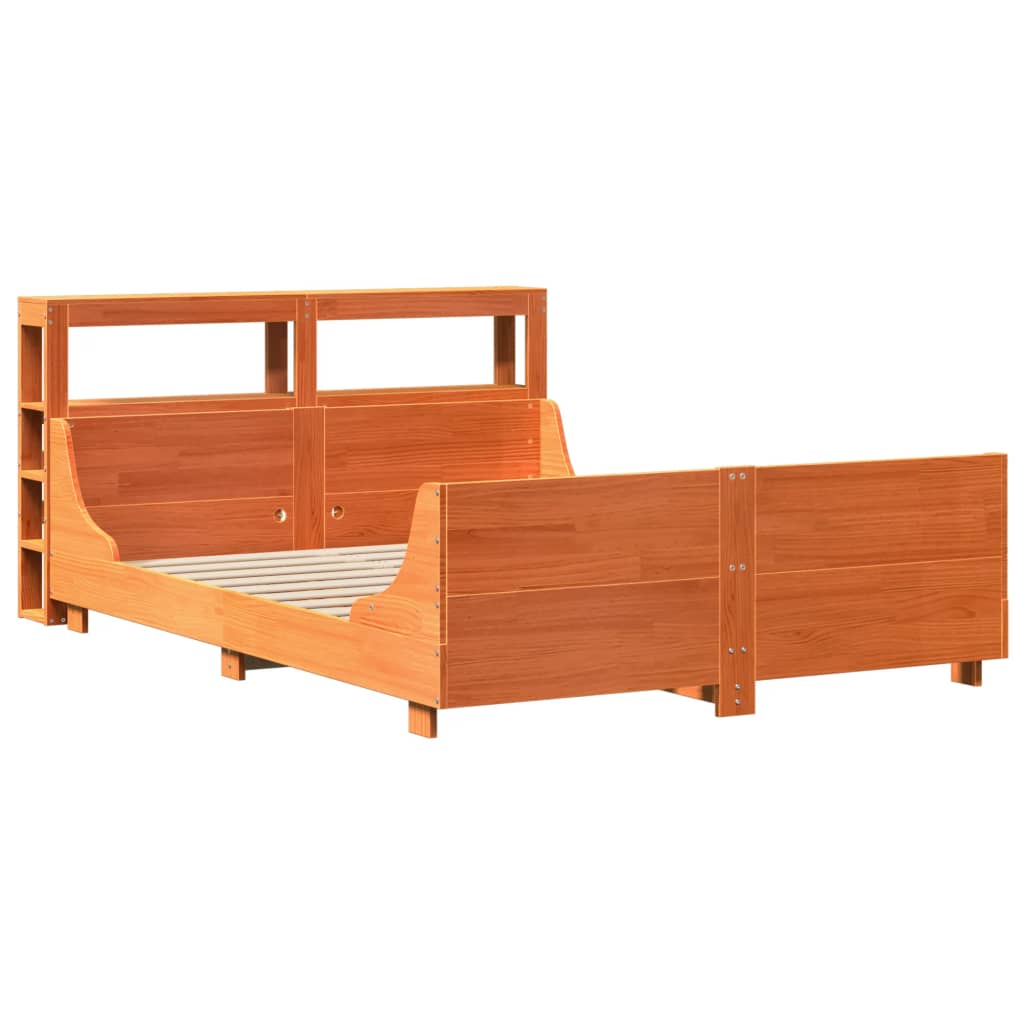 Bed Frame without Mattress Wax Brown 140x200 cm Solid Wood Pine