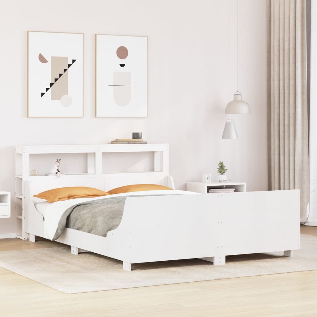 Bed Frame without Mattress White 120x200 cm Solid Wood Pine