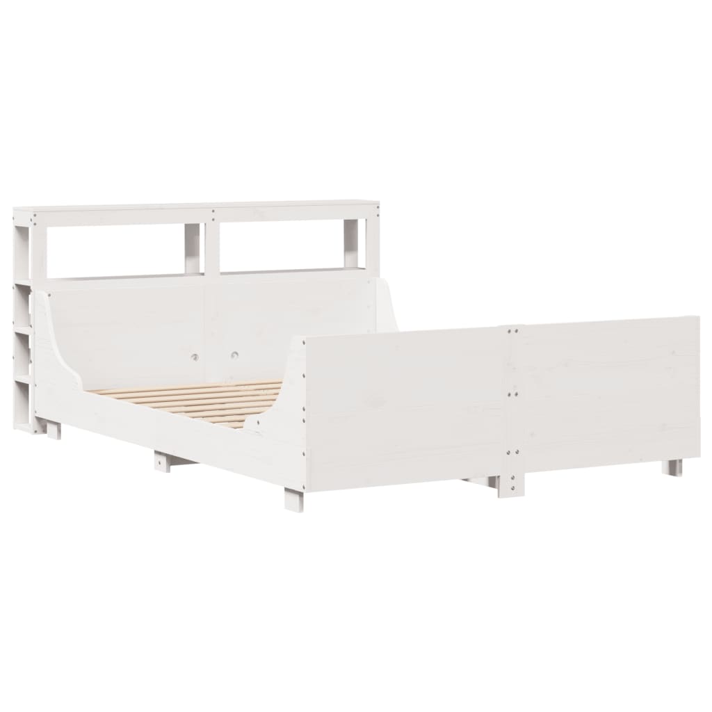 Bed Frame without Mattress White 140x190 cm Solid Wood Pine