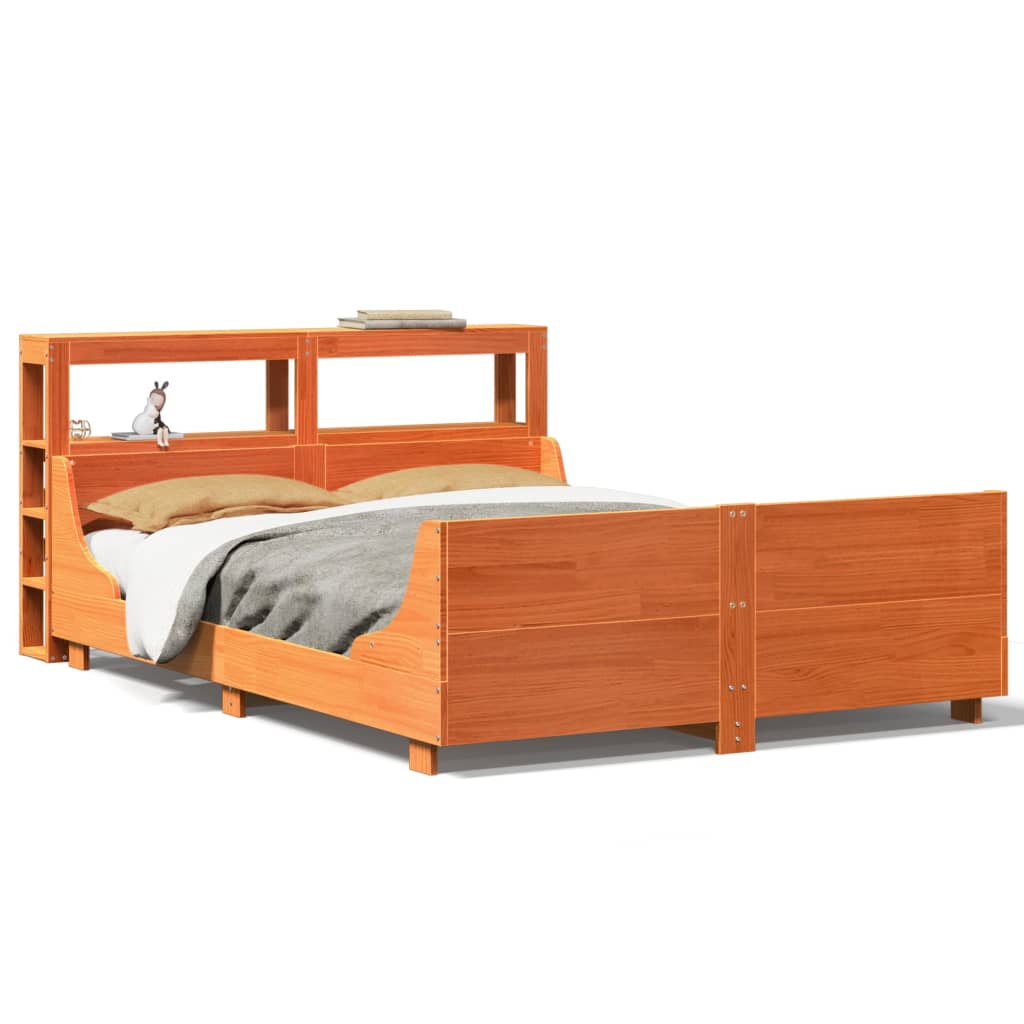 Bed Frame without Mattress Wax Brown 140x190 cm Solid Wood Pine