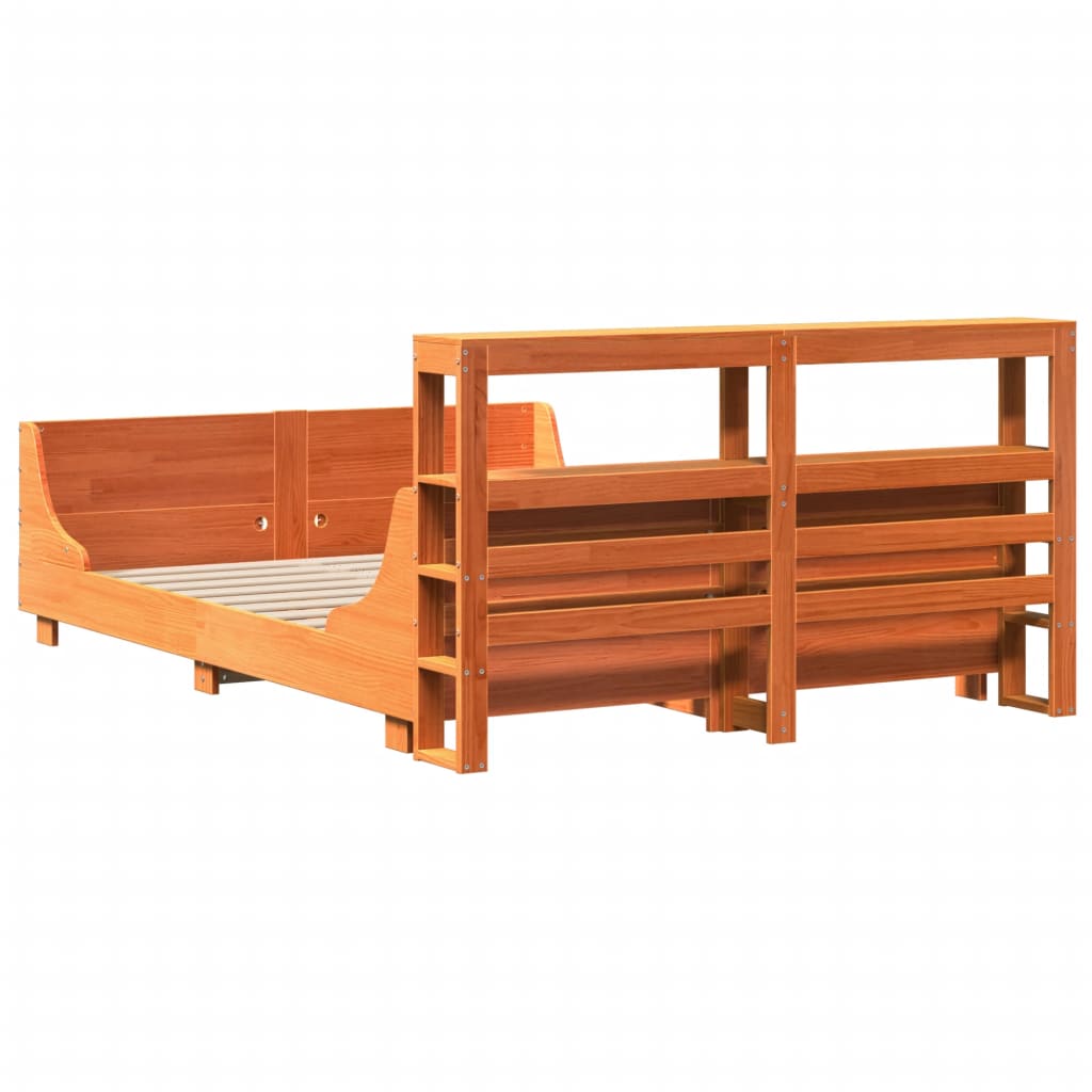 Bed Frame without Mattress Wax Brown 120x190 cm Small Double Solid Wood Pine