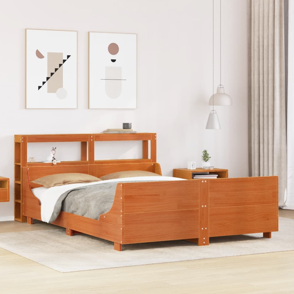 Bed Frame without Mattress Wax Brown 120x190 cm Small Double Solid Wood Pine