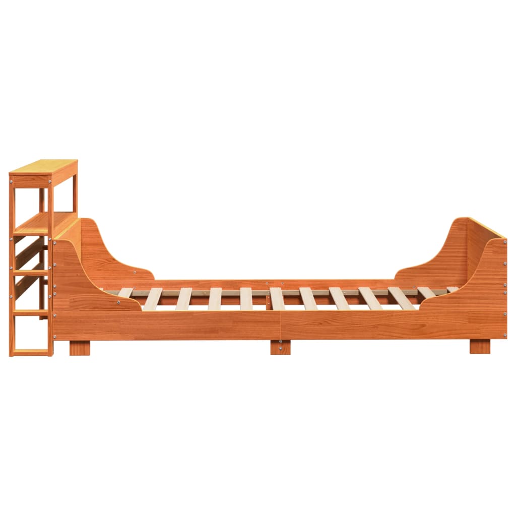 Bed Frame without Mattress Wax Brown 90x190 cm Single Solid Wood Pine