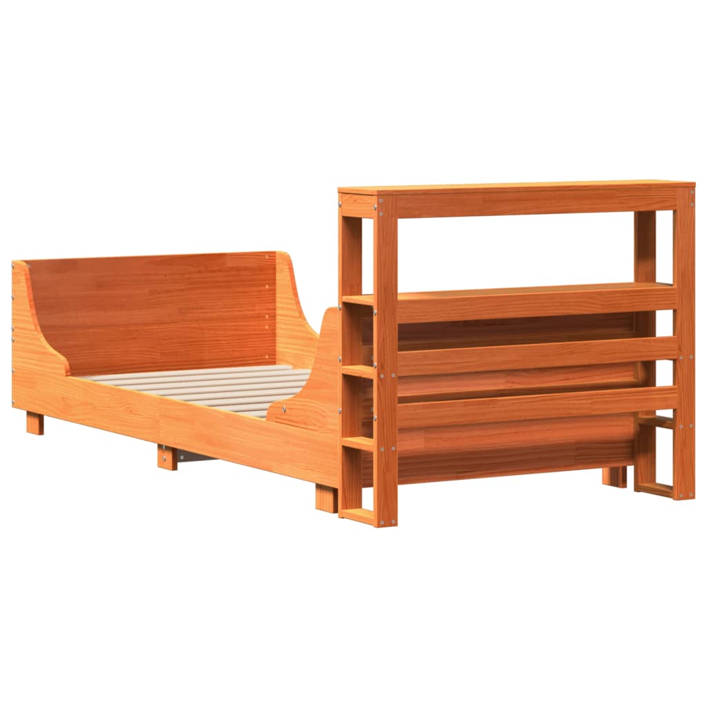 Bed Frame without Mattress Wax Brown 75x190 cm Small Single Solid Wood Pine
