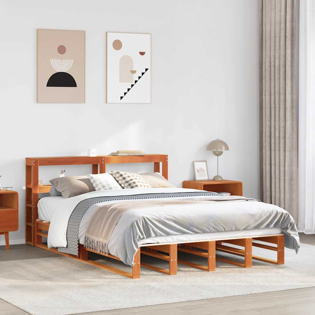 Bed Frame without Mattress Wax Brown 120x200 cm Solid Wood Pine