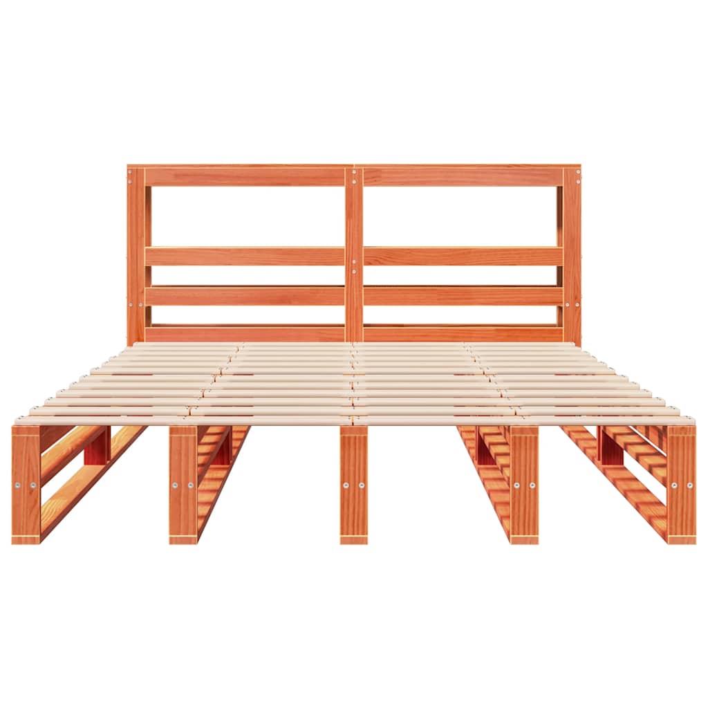 Bed Frame without Mattress Wax Brown 140x200 cm Solid Wood Pine