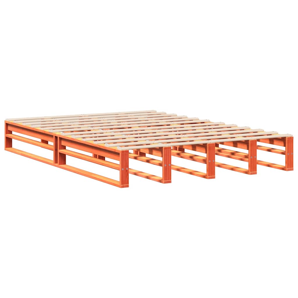 Bed Frame without Mattress Wax Brown 150x200 cm King Size Solid Wood Pine