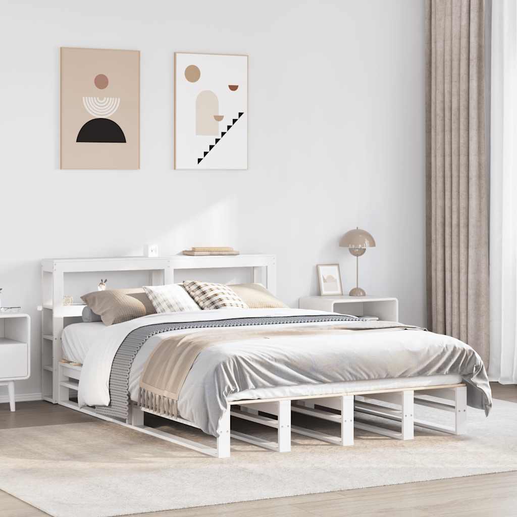 Bed Frame without Mattress White 160x200 cm Solid Wood Pine