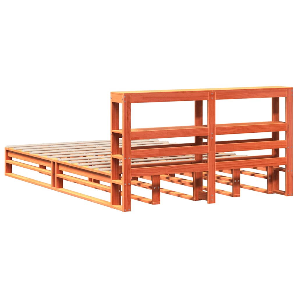 Bed Frame without Mattress Wax Brown 160x200 cm Solid Wood Pine