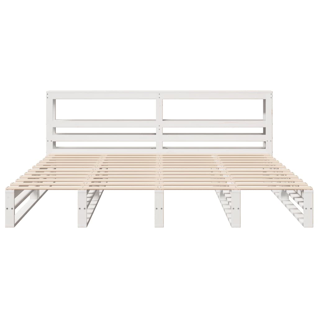 Bed Frame without Mattress White 180x200 cm Super King Solid Wood Pine