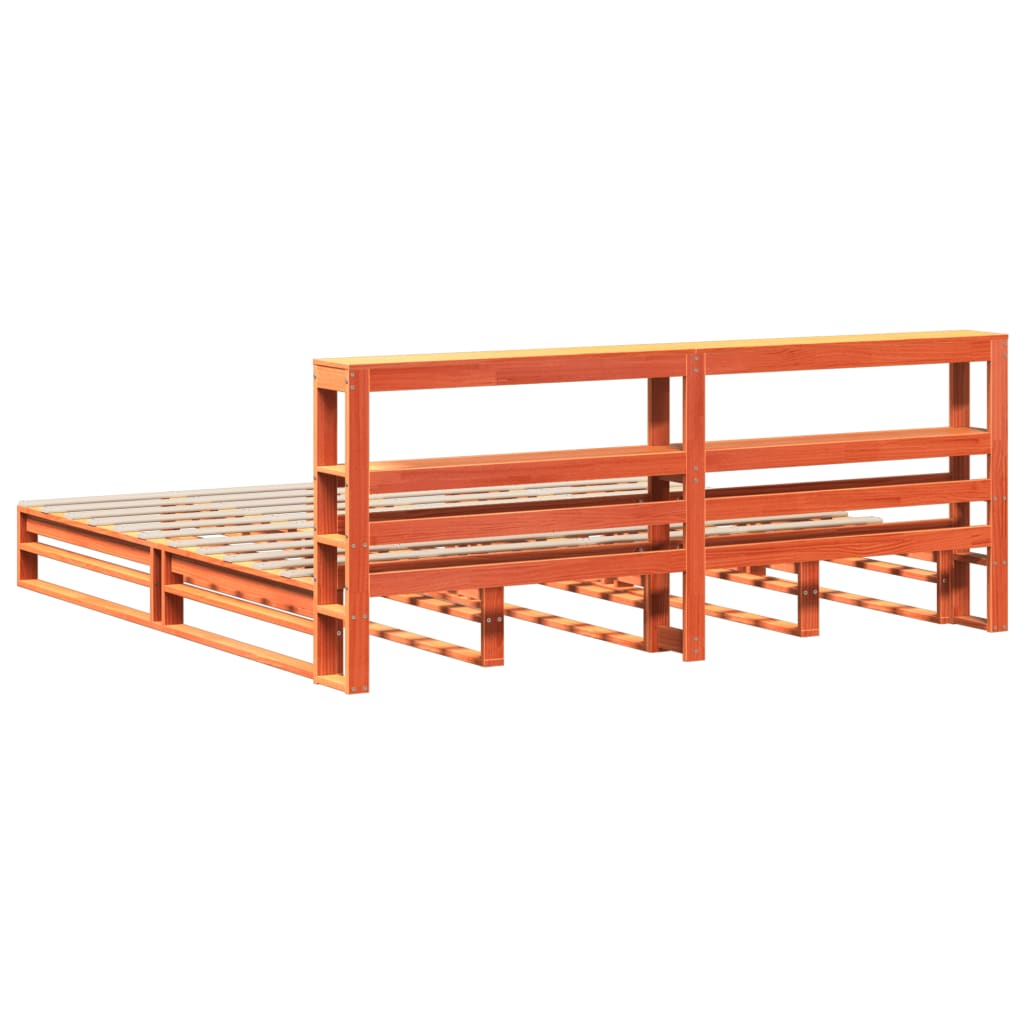 Bed Frame without Mattress Wax Brown 180x200 cm Super King Solid Wood Pine