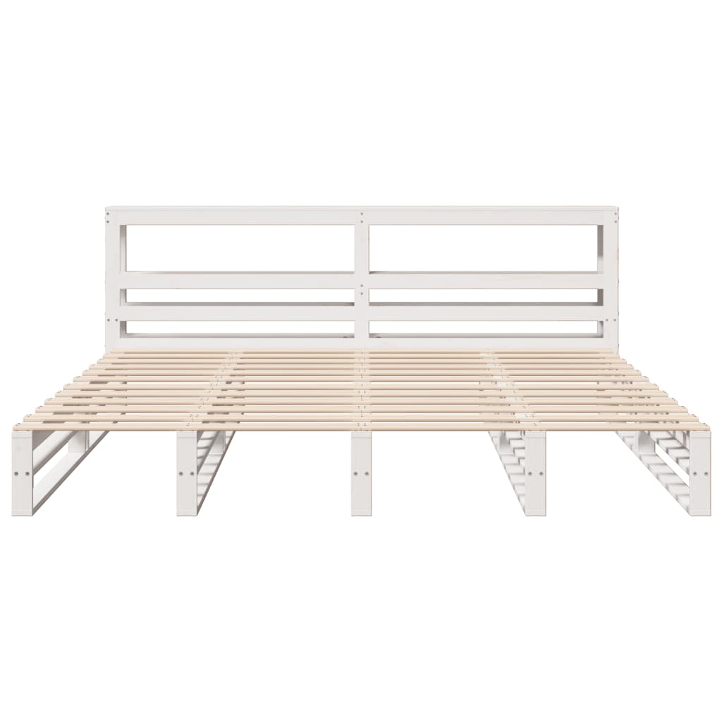 Bed Frame without Mattress White 200x200 cm Solid Wood Pine