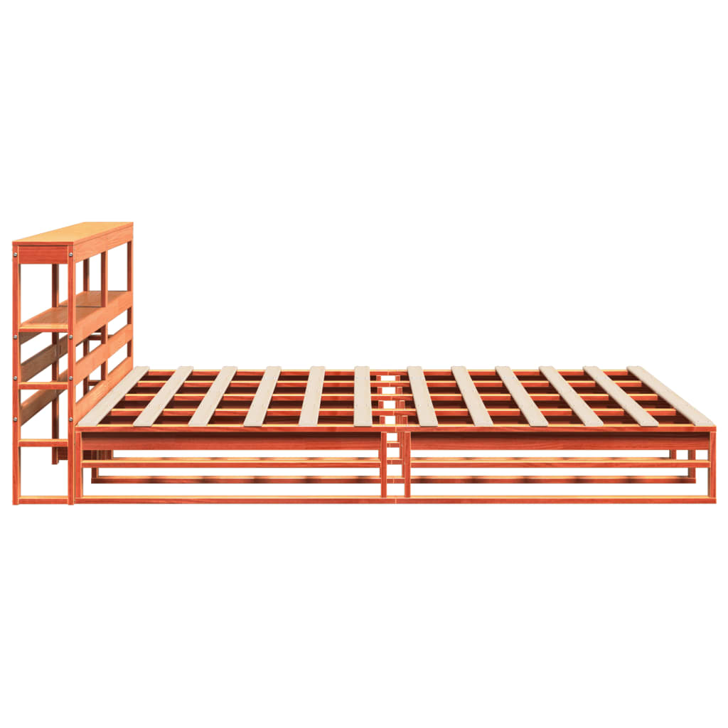 Bed Frame without Mattress Wax Brown 200x200 cm Solid Wood Pine