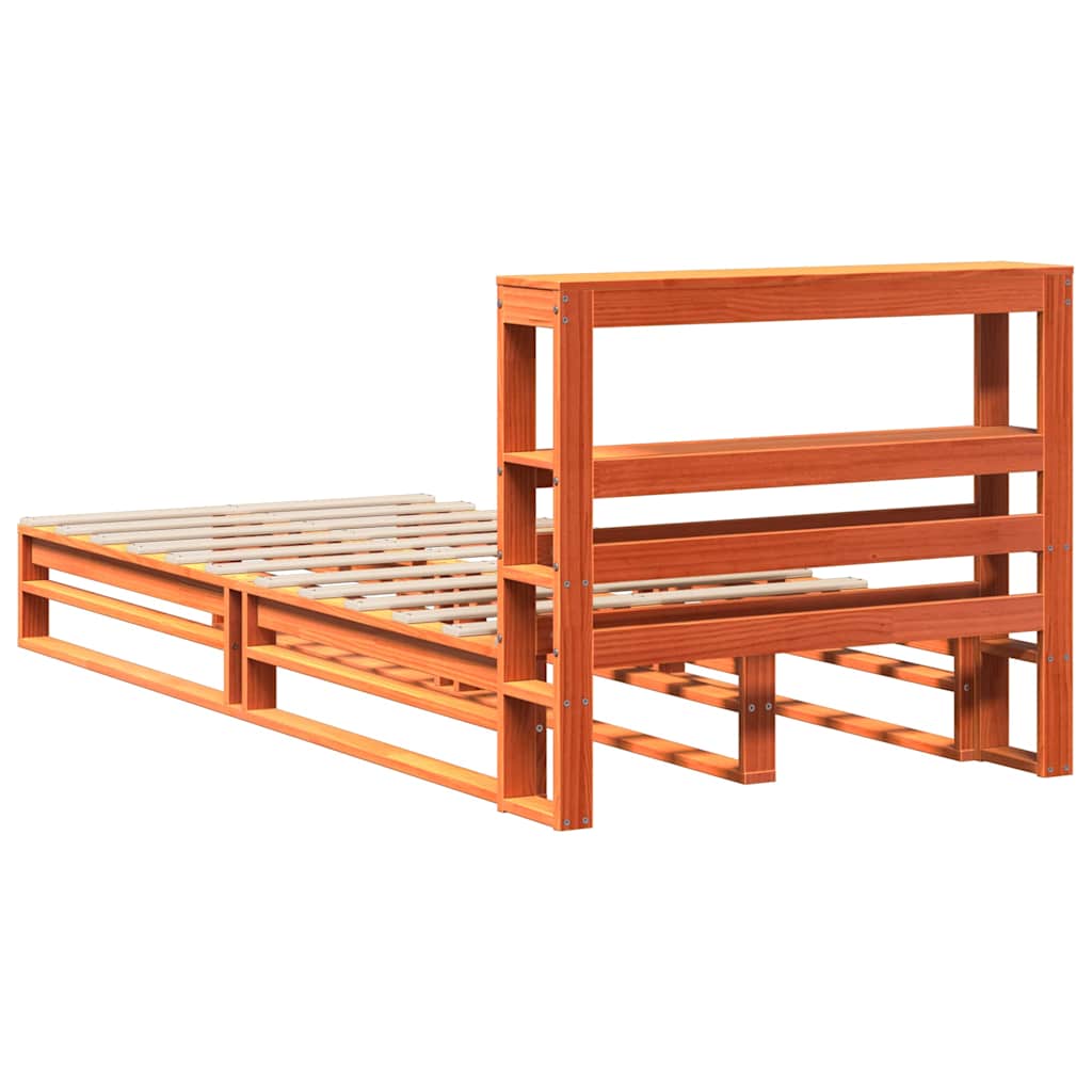 Bed Frame without Mattress Wax Brown 75x190 cm Small Single Solid Wood Pine