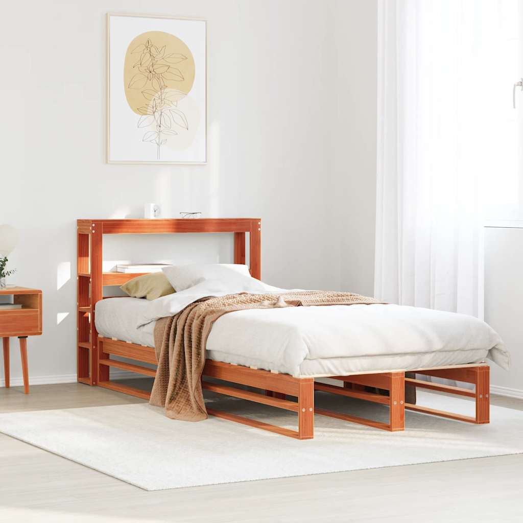 Bed Frame without Mattress Wax Brown 75x190 cm Small Single Solid Wood Pine