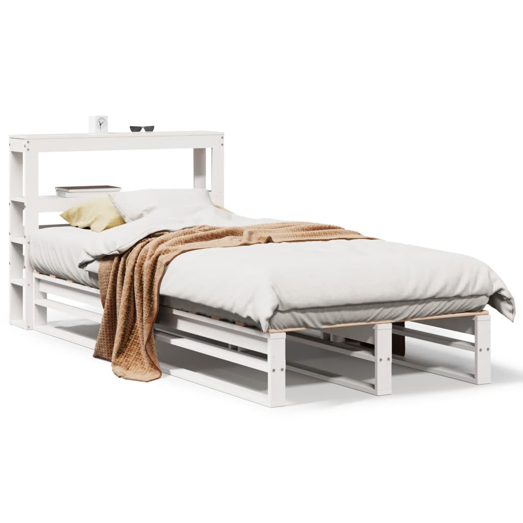 Bed Frame without Mattress White 90x190 cm Single Solid Wood Pine